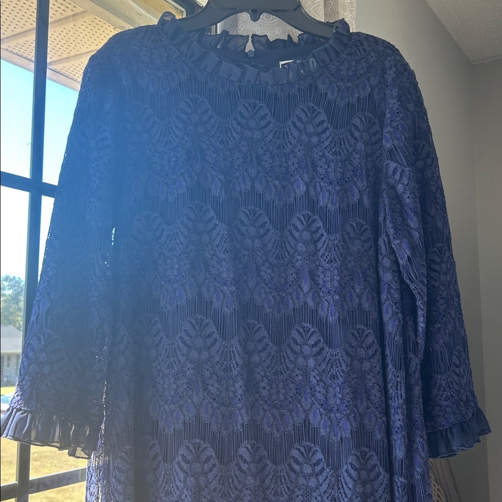 Dainty Jewells Navy Ruffle Lace Dress